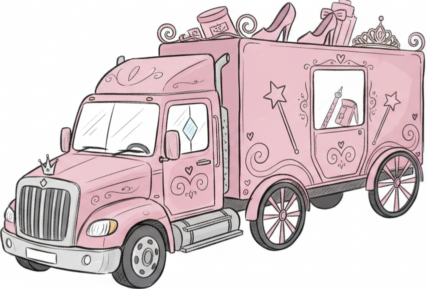 pero que se vea en diagonal no solo de perfil y con este color #E8AFC5

